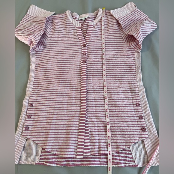 Habitat‎ Clothes To Live In Tunic Womens S White/pink Stripe Blouse 3/4 Sleeves - Picture 6 of 10